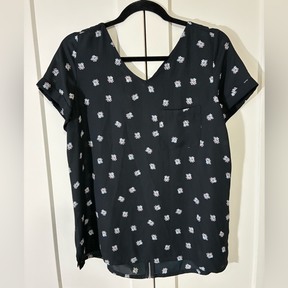 Maurices Black Floral Dress Shirt